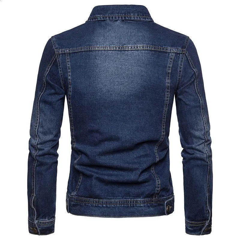 Unisex Deep Blue Denim Jacket – Classic Vintage Style