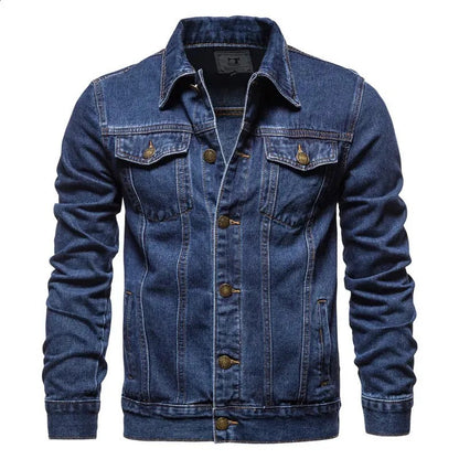 Unisex Deep Blue Denim Jacket – Classic Vintage Style