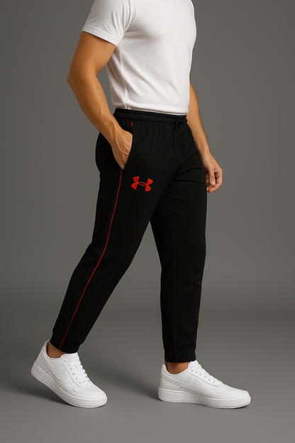 Men’s Black & Red Trouser | Sporty Fit | Summer Comfort