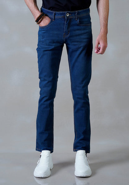 Navy Blue Plain Denim Jeans – Unisex Style