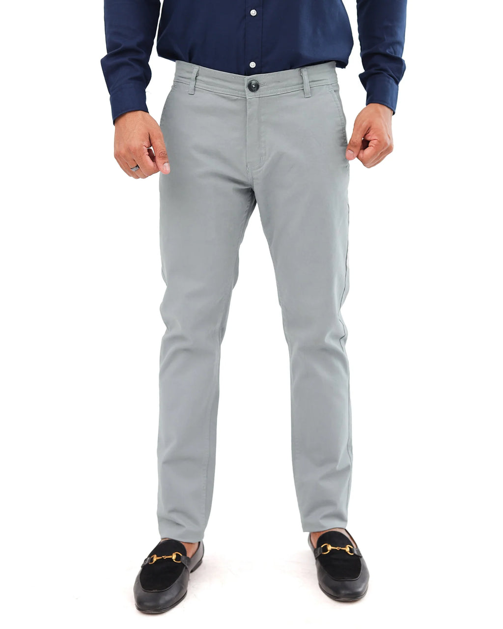 Grey Slim-Fit Cotton Pants – Smart Casual Look