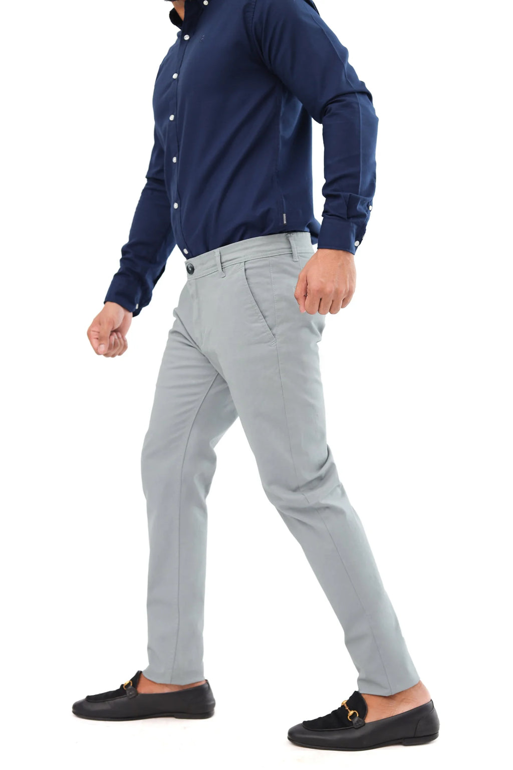 Grey Slim-Fit Cotton Pants – Smart Casual Look