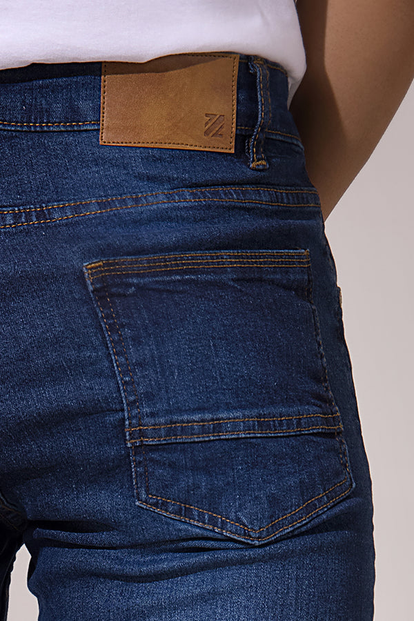 Navy Blue Plain Denim Jeans – Unisex Style