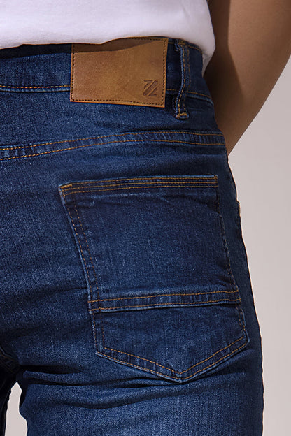 Navy Blue Plain Denim Jeans – Unisex Style